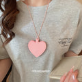 Leather Heart Pouch Pendant Necklace Cord Red Black Orange view 4