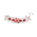 White Lace Bracelet With Red Crystal Floral Clusters view 5