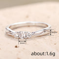 Three-Round-Stone Engraved Slim Ring In Polished Silver Tone view 4