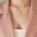 Smooth Heart Pendant Necklace Gold Steel Fine Cable Chain view 6