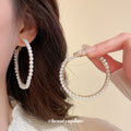 Gold Hoop Earrings Wrapped With Pearls And Irregular Beads view 4