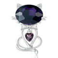 Two Stone Cat Brooch In Blue And Purple Decorative Lapel Pin view 2