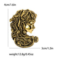 Textured Medusa Profile Brooch in Two Metallic Tones view 4