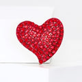 Red Pave Crystal Asymmetric Heart Brooch in Gold Tone view 2