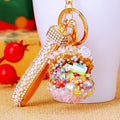 Crystal-Filled Treasure Bowl Keychains with Pearl Wrist Straps view 8