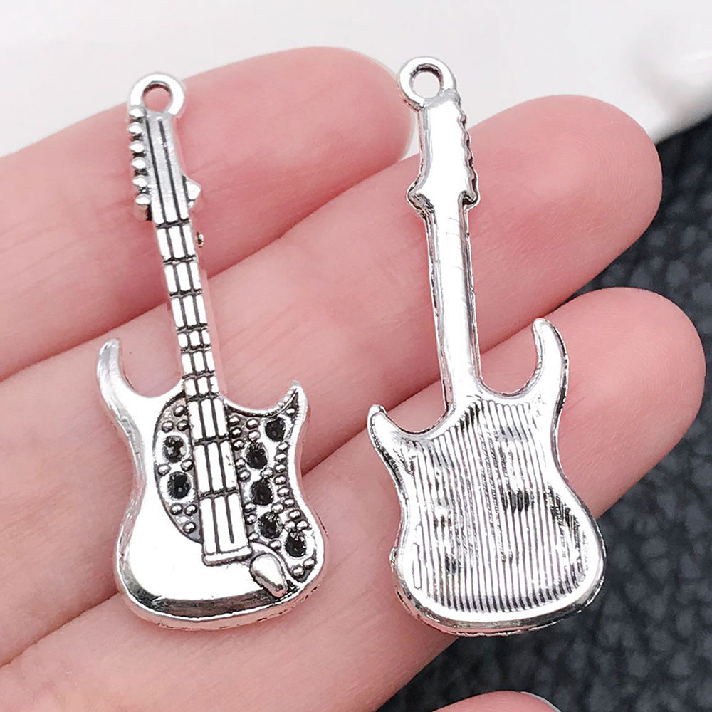 Antique Silver Zinc Alloy Musical Instrument Music Note Charm Pendant for DIY Jewelry