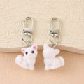Flocked Fox Cat Bear Animal Keychains Silver Clips 7 Styles view 6