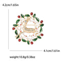 Christmas Reindeer Wreath Enamel Brooch with Red Berries view 5