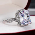 Silver-Tone Rectangular Crystal Halo Ring With Split Shank view 4