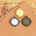 Diamond Double Sided Round Pendant Tray Jewelry Making Component view 1