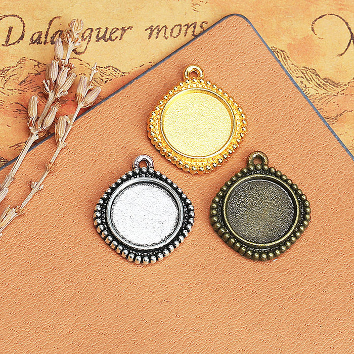 Diamond Double Sided Round Pendant Tray Jewelry Making Component