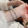 Silver Multicolor Crystal Cross Charm Chain Bracelet view 3