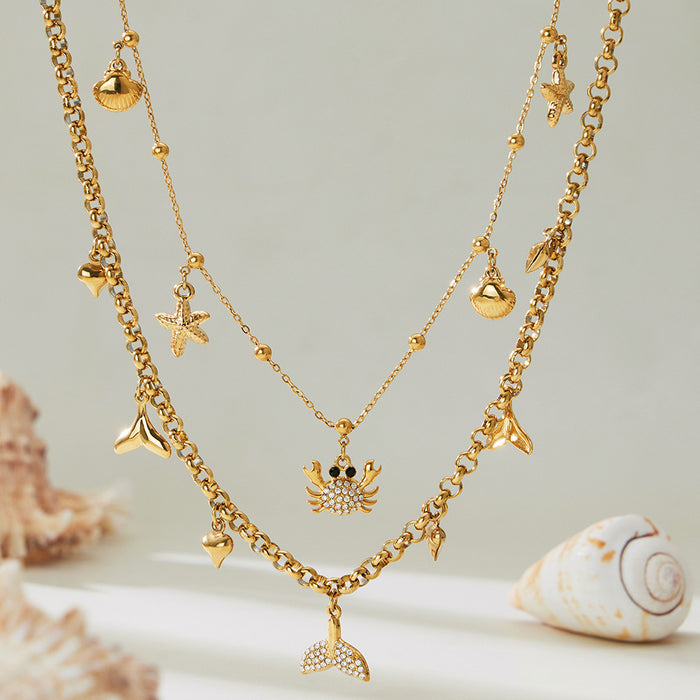 Sea Life Multicharm Necklace Collection in Two Metal Tones