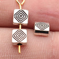 Antique Silver Textured Square Flat Beads in Two Sizes view 3