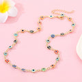 Gold Tone Multicolor Evil Eye Chain Bracelet and Necklace view 3