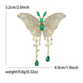 Crystal Butterfly Brooch with Two Beaded Tassels Clothing Pin view 5