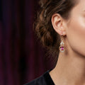 Five Color Faceted Teardrop Gold Tone Huggie Earrings view 2