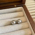 Round Pearl Look Stud Earrings in 26 Color and Size Options view 10