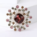 Round Radiating Crystal Brooch In Champagne And Red view 4