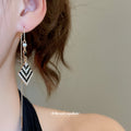 Black And White Crystal Diamond Drop Convertible Earrings view 3