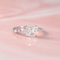 Silver Princess Square Clear CZ Side Stone Ring Sizes 6-10 view 2