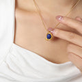 Blue Stone Irregular Frame Pendant Necklace Stud Earrings view 8