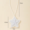 White Faux Pearl Star Charm Pendant Beaded Rope Necklace view 2