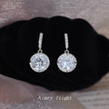 Silver-Tone Crystal Bar Round Halo CZ Drop Earrings view 1