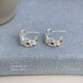Silver Tone Clear Crystal Cluster Huggie Hoop Earrings For Women view 4