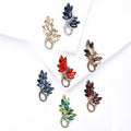 Crystal Leaf Spray Brooch With Open Teardrop in Seven Colors view 1