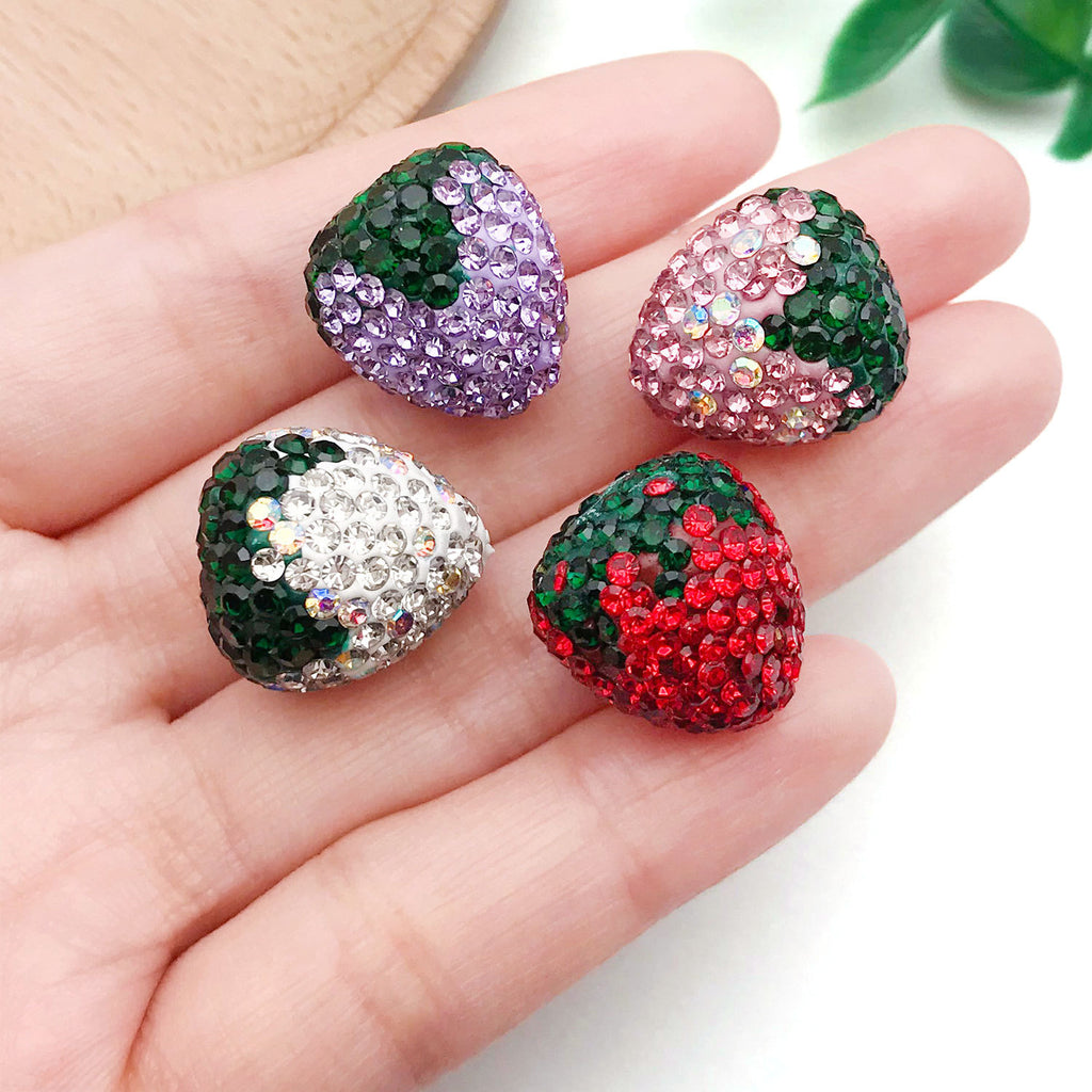 Crystal Rhinestone Strawberry Ball Charm Pendant for DIY Bracelet Necklace Phone Strap Making