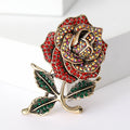Crystal Rose Stem Brooch With Jeweled Leaves in Five Colorways view 6
