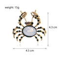 Crab Crystal Metal Brooch Pin for Jackets and Lapels view 2