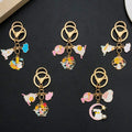 Colorful Mid Autumn Moon Rabbit and Lantern Metal Keychain Pair view 2