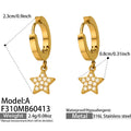 Crystal Star Drop Hoop Earrings in Three Gold Tone Designs view 7