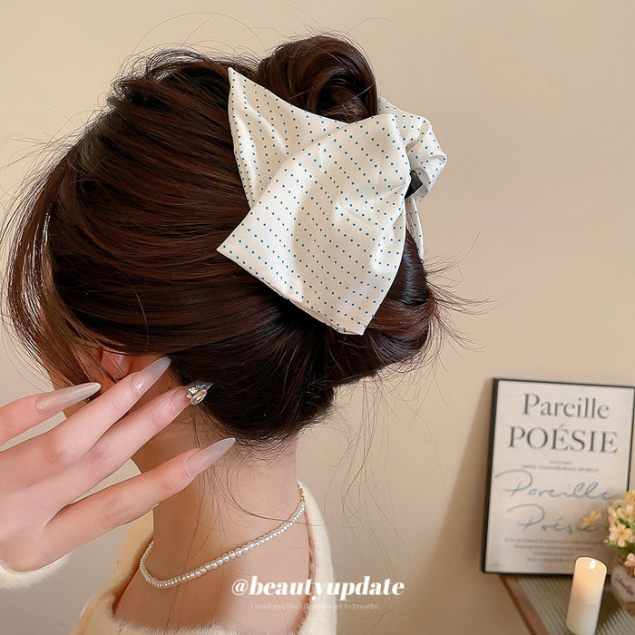 Polka Dot Fabric Triangle Hair Claw Clips Black White
