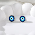 Blue Evil Eye Round Stud Earrings Gold Silver 6 Rim Styles view 8