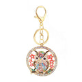 Rhinestone Owl Keychain with Floral Circle Pendant, 5 Color Styles view 5