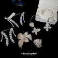 Silver Crystal Leaf Flower Ear Cuffs Rings Bracelet Mix view 4