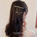 Iridescent Crystal Barrette With Five Bead And Chain Drops view 1