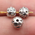 7.9x7.9x7.9mm 1.3g Antique Silver Zinc Alloy Double Sided Floral Pattern Spacer Beads for DIY Bracelets