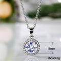 Silver Tone Round Clear Stone Halo Pendant Necklace view 5