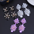Purple Flower Three Designs Metal Dangle Earrings Dangle Jewelry view 4