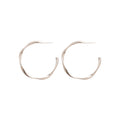 Silver Tone Wavy Outline Large Open Hoop Stud Earrings view 5