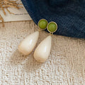 Long Teardrop Earrings in Ivory Green and Bright Blue Colorways view 6