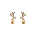 White Enamel Flower Stud Earrings Gold Tone Metal with CZ view 5