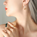 Safety Pin Style Faux Pearl Drop Earrings Gold Steel view 4