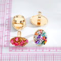 Gold Tone Oval Adjustable Rings with Irregular Chip Inlays view 4
