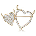 Double Devil Heart Crystal Brooch in Three Bright Colors view 5