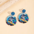 Astronaut Planet Scene Round Statement Stud Earrings view 7